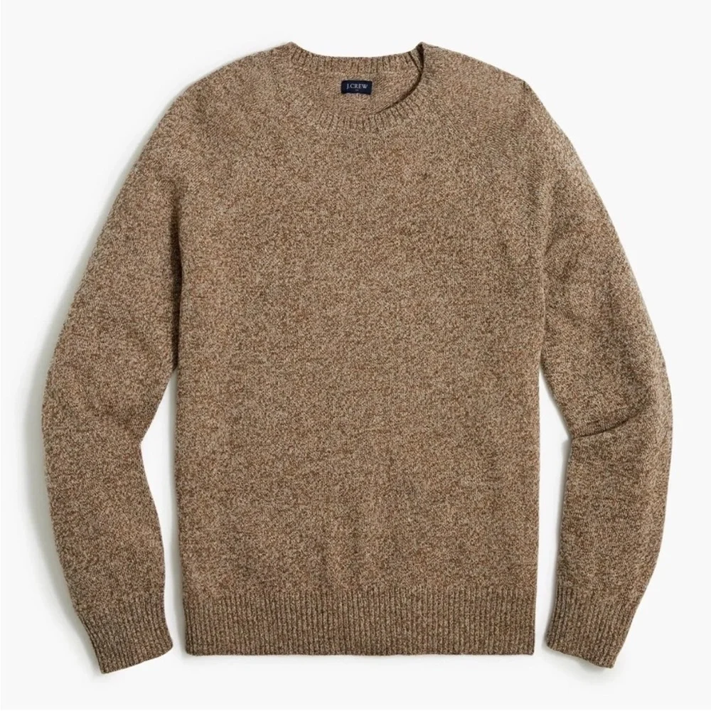 J. Crew Crewneck Sweater in Supersoft Lambswool Blend Size Medium Brown Fall